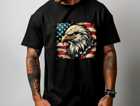 American Eagle with Flag Design: A Patriotic Graphic Asset