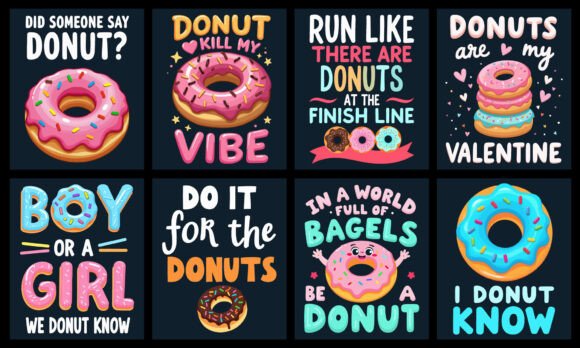Donut T-Shirt Design Bundle: Sweet Graphics for Creative Projects
