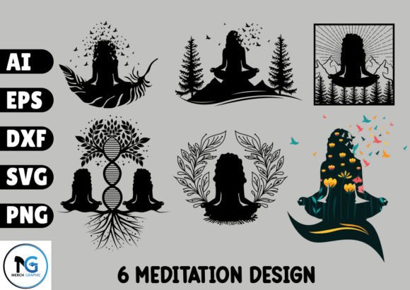 Serene Girl Meditation Design SVG Bundle for Creative Projects