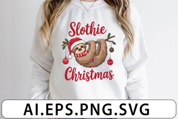 Slothie Christmas Funny T-shirt Design: A Festive Creative Asset
